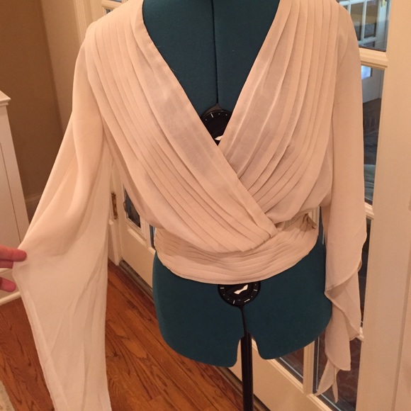 Double Zero Tops - Double Zero M sheer white open front, back top Double Zero Tops - Double Zero M sheer white open front, back top