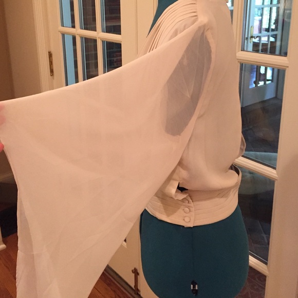 Double Zero Tops - Double Zero M sheer white open front, back top Double Zero Tops - Double Zero M sheer white open front, back top