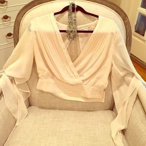 Double Zero Tops - Double Zero M sheer white open front, back top Double Zero Tops - Double Zero M sheer white open front, back top