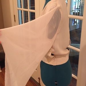Double Zero Tops - Double Zero M sheer white open front, back top Double Zero Tops - Double Zero M sheer white open front, back top
