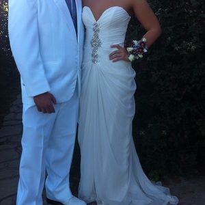 Off white chiffon evening gown