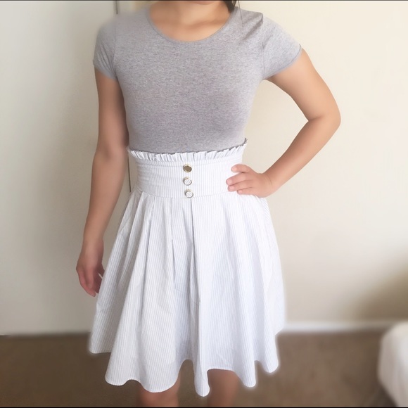 Japanese Corset like high waisted blue strip skirt