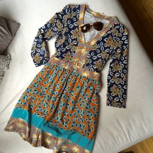 ANTHROPOLOGIE mixed print dress