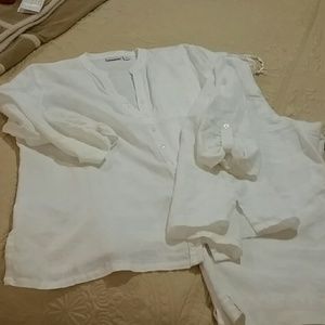 White linen tunic & crop pants