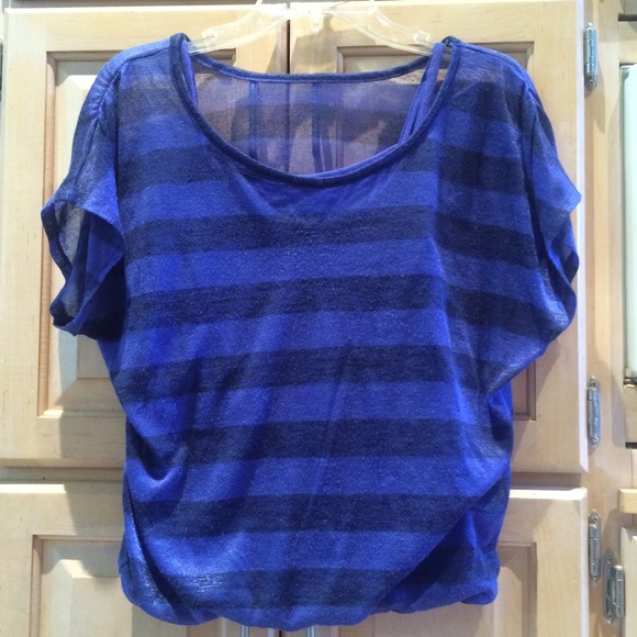 💙 Pretty Blue💙Striped Sheer Shirt w/ Cami. Small