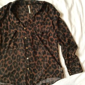 Free people cheetah print blouse