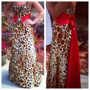 Tony Bowls leopard evening gown
