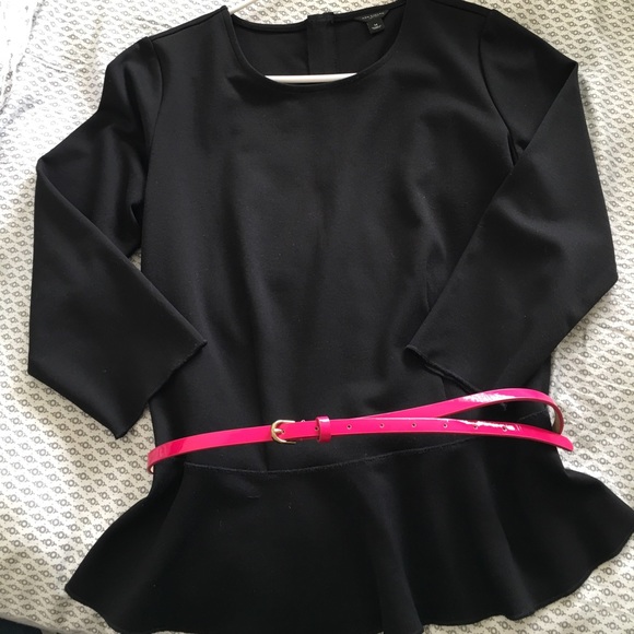 Ponte Knit Peplum Blouse, 3/4 sleeves - Picture 1 of 3