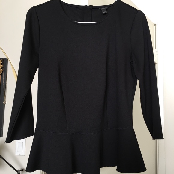 Ponte Knit Peplum Blouse, 3/4 sleeves - Picture 3 of 3