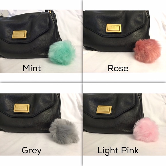 5 Faux Fur Pom Keychains - Picture 4 of 4