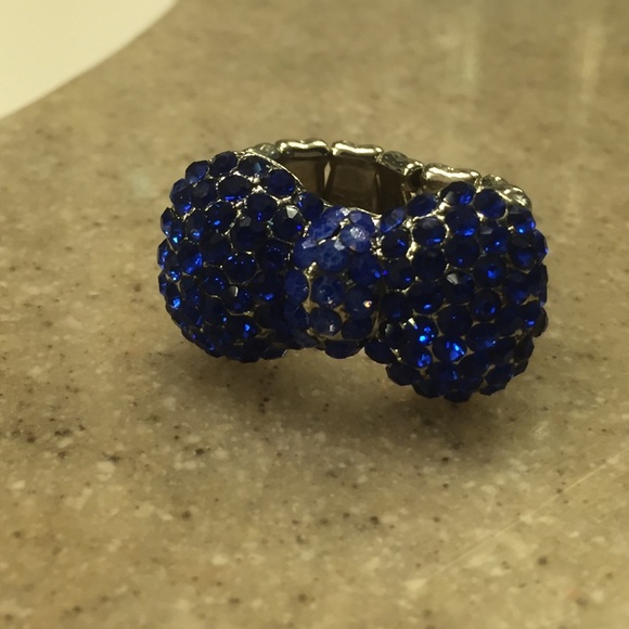Blue Sparkly Bow Ring
