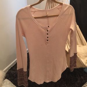 Pink button down long sleeve free people
