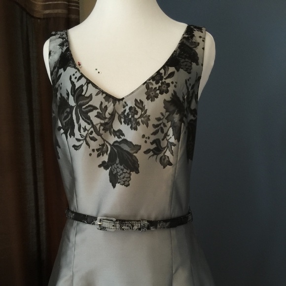 White House Black Market silver/black floral dress