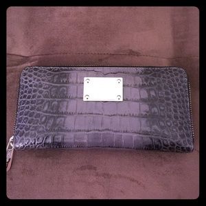 Grey/Silver Leather Wallet MK