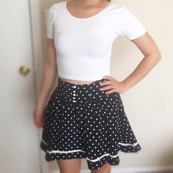 Navy and cream polka dot skort from Japan