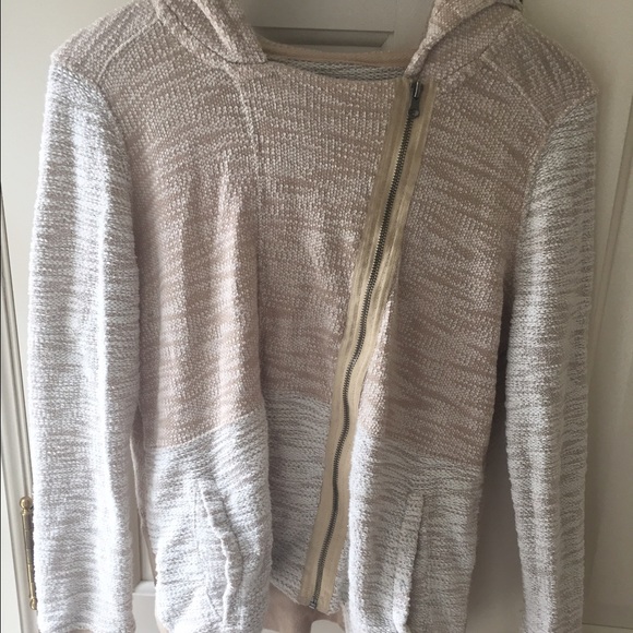 Cream side zip hoodie