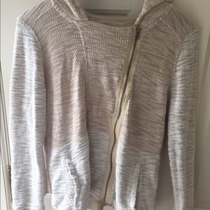 Cream side zip hoodie