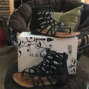 Rampage black gladiator sandal. Size 8