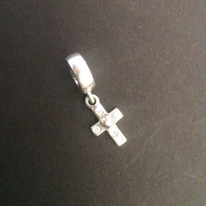 Pandora retired silver cross CZ dangle charm