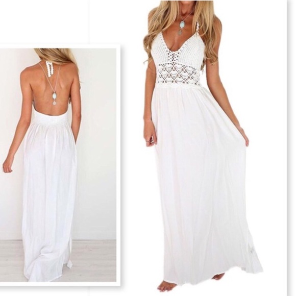 🌷Hold🌷NEW CROCHET HALTER MAXI - Picture 1 of 4