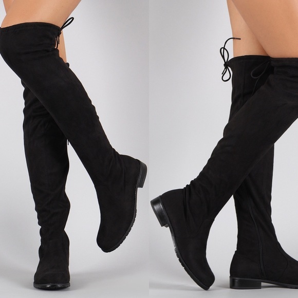 bamboo faux suede over the knee boots
