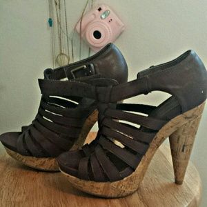 Charlotte Russe Brown Cork Heeled Sandals