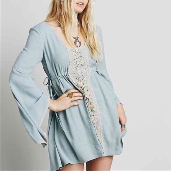 Embroidered V Neck Dress Lined