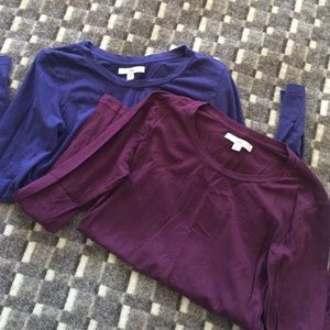 Set of 2 pima cotton long-sleeve tees