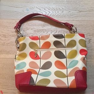 Orla Kiely pattern leather bag