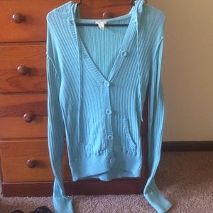 Maurices ribbed hooded, button-up sweater