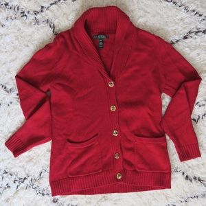 Vibrant Red Ralph Lauren Sweater, Medium