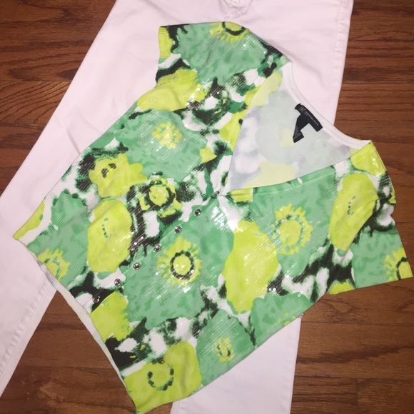 INC Short Sleeve Sequence Sweater Top - Picture 1 of 4