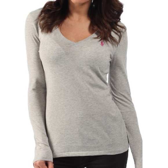 Ralph Lauren Grey V-Neck Tee
