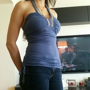 Blue Guess studded top