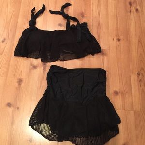 High waisted black mesh bikini