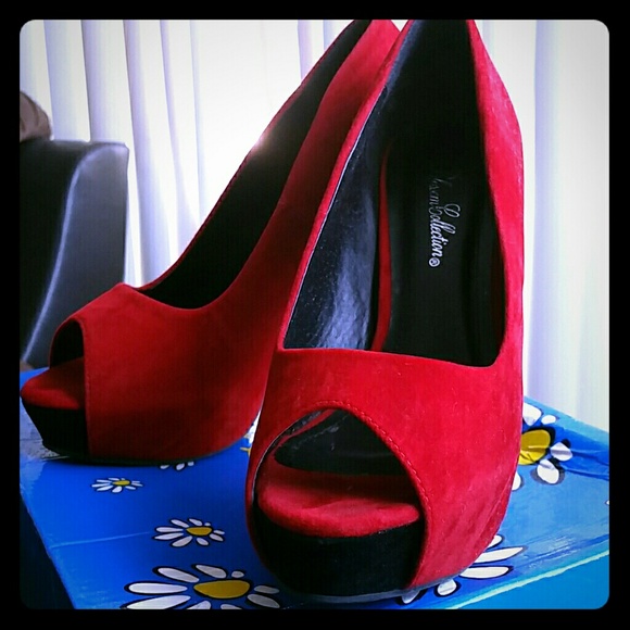 Red suede heel