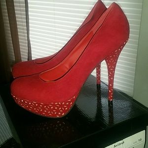 Sexy red cutout heels