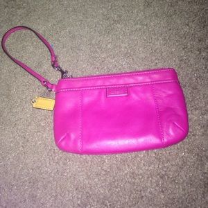 Hot pink coach wristlet