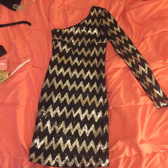 Black and silver chevron dress