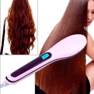 Hair brush straightener