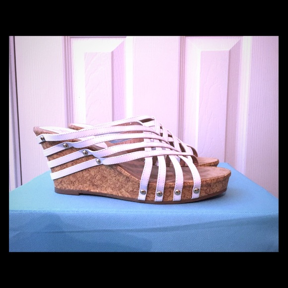 White sandal wedge
