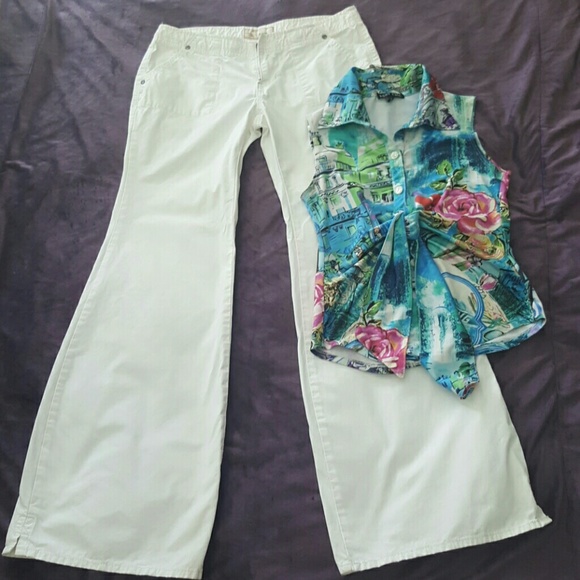 Gap 1969 wide leg white cotton pants