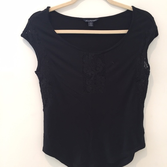 Black Partially Lace Shirt