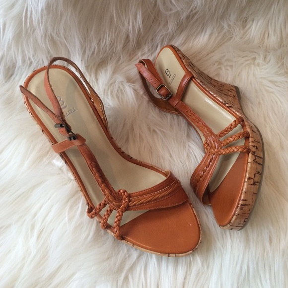 Cognac leather scrappy platforms