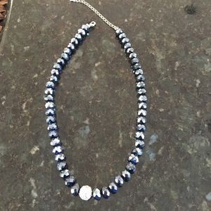 Black reflecting beaded necklace