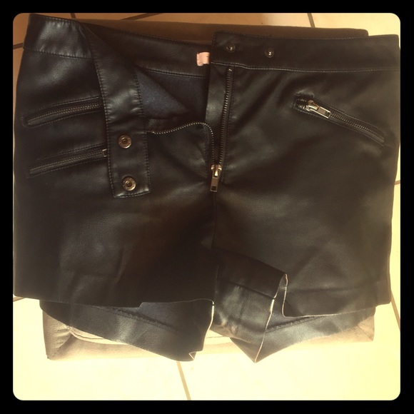 Faux leather shorts
