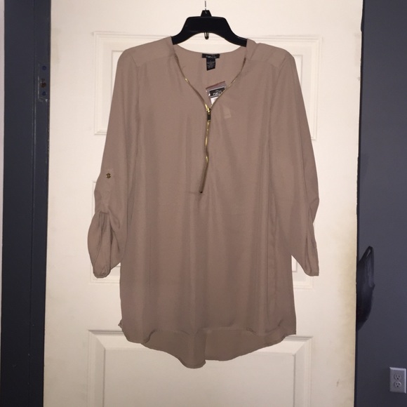 Semi sheer taupe shirt