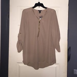 Semi sheer taupe shirt