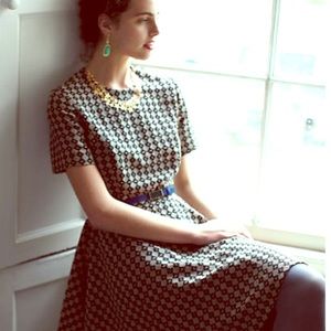 Anthropologie Jacquard Circle Skirt Dress