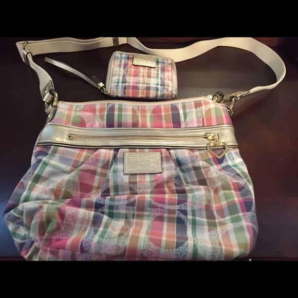 Plaid Coach Bag and Wallet